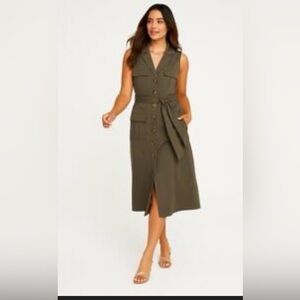 ANTONIO MELANI Khaki Sleeveless Midi Dress